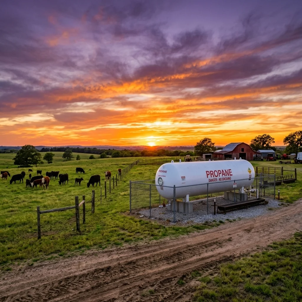 Lindly's Propane truck delivering to agricultural customers in Oklahoma